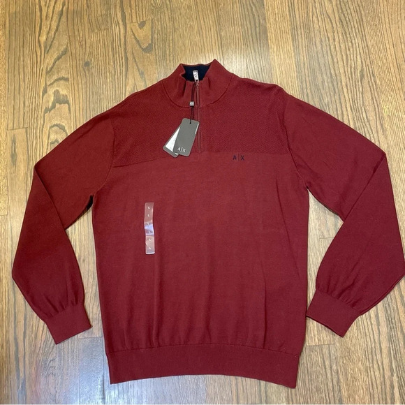 NWT Armani Exchange Cotton Burgundy Pullover Sweater Men’s Large - Picture 3 of 9